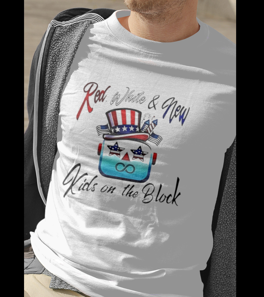 Red White And New Kids On The Block Patriotic Robot Fourth Of July T-Shirt