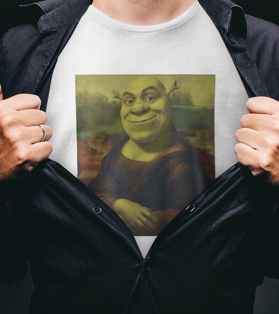 Shrek Mona Lisa Crossover Painting T-Shirt