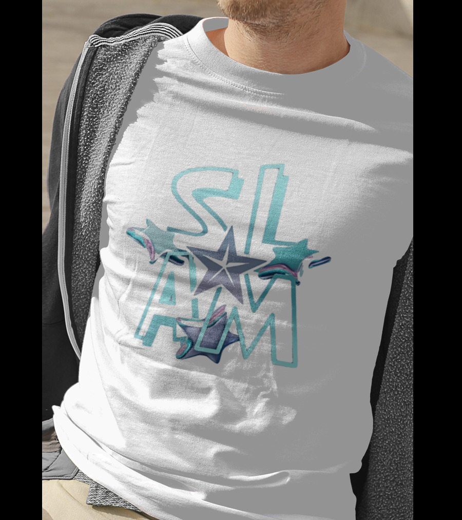 Slam Holographic Star Aqua And Purple Accents T-Shirt