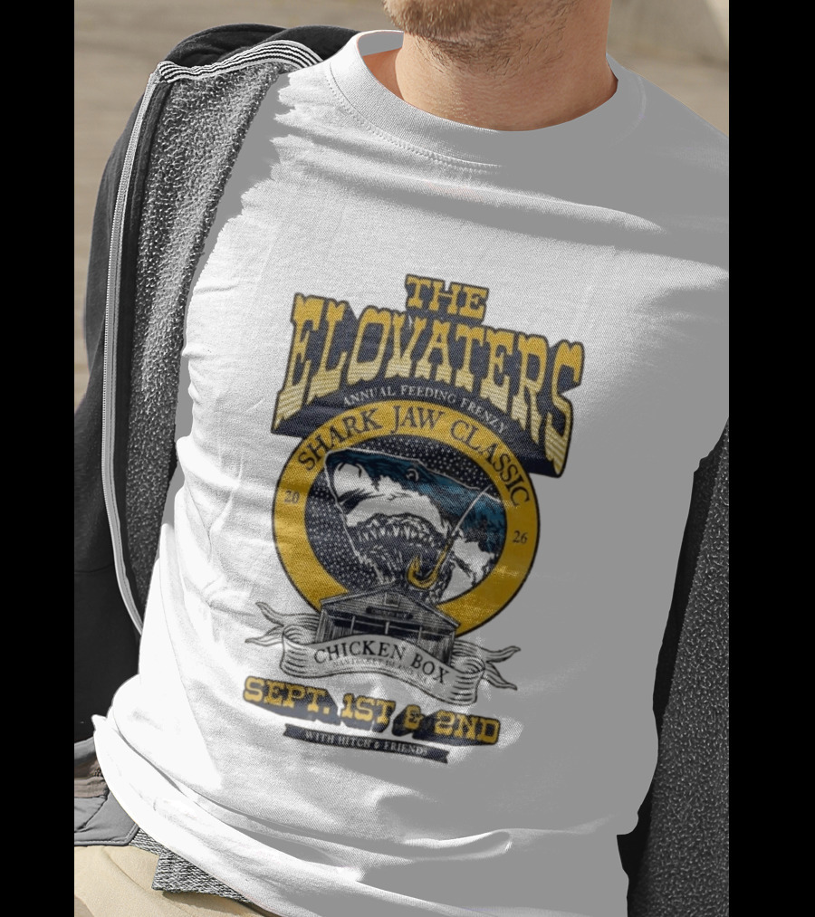 The Elovaters Annual Feeding Frenzy Shark Jaw Classic Nantucket Island MA Chicken Box Sept 1st 2nd 2026 With Hitch Friends T-Shirt