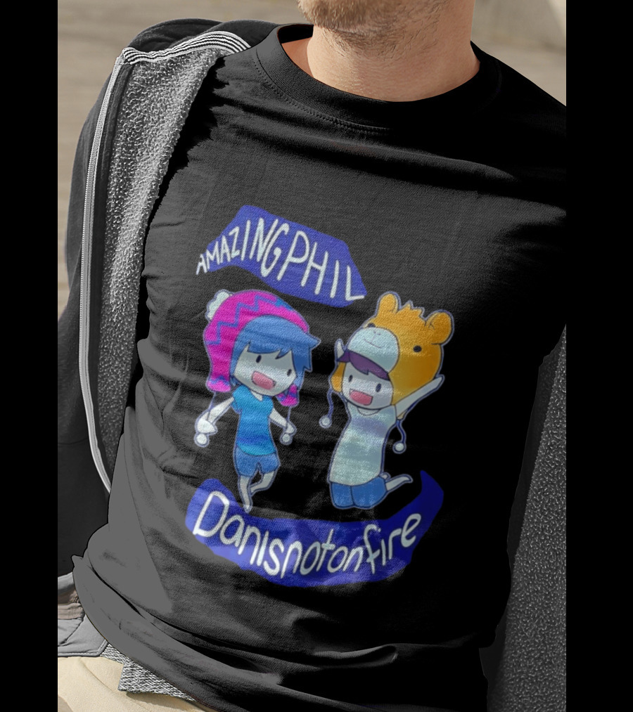 Amazing Phil Danisnotonfire Cartoon Characters Jumping T-Shirt