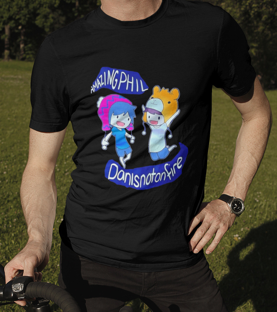 Amazing Phil Danisnotonfire Cartoon Characters Jumping T-Shirt