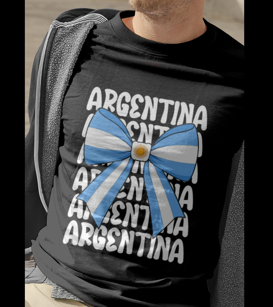 Argentina Flag Blue And White Bow Ribbon T-Shirt