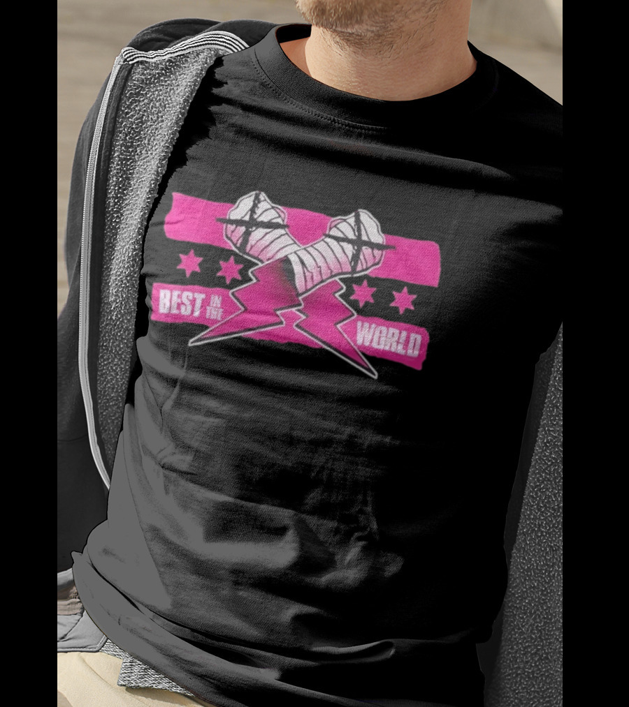 Best In The World CM Punk Crossed Bandaged Fists Lightning Bolt Stars T-Shirt