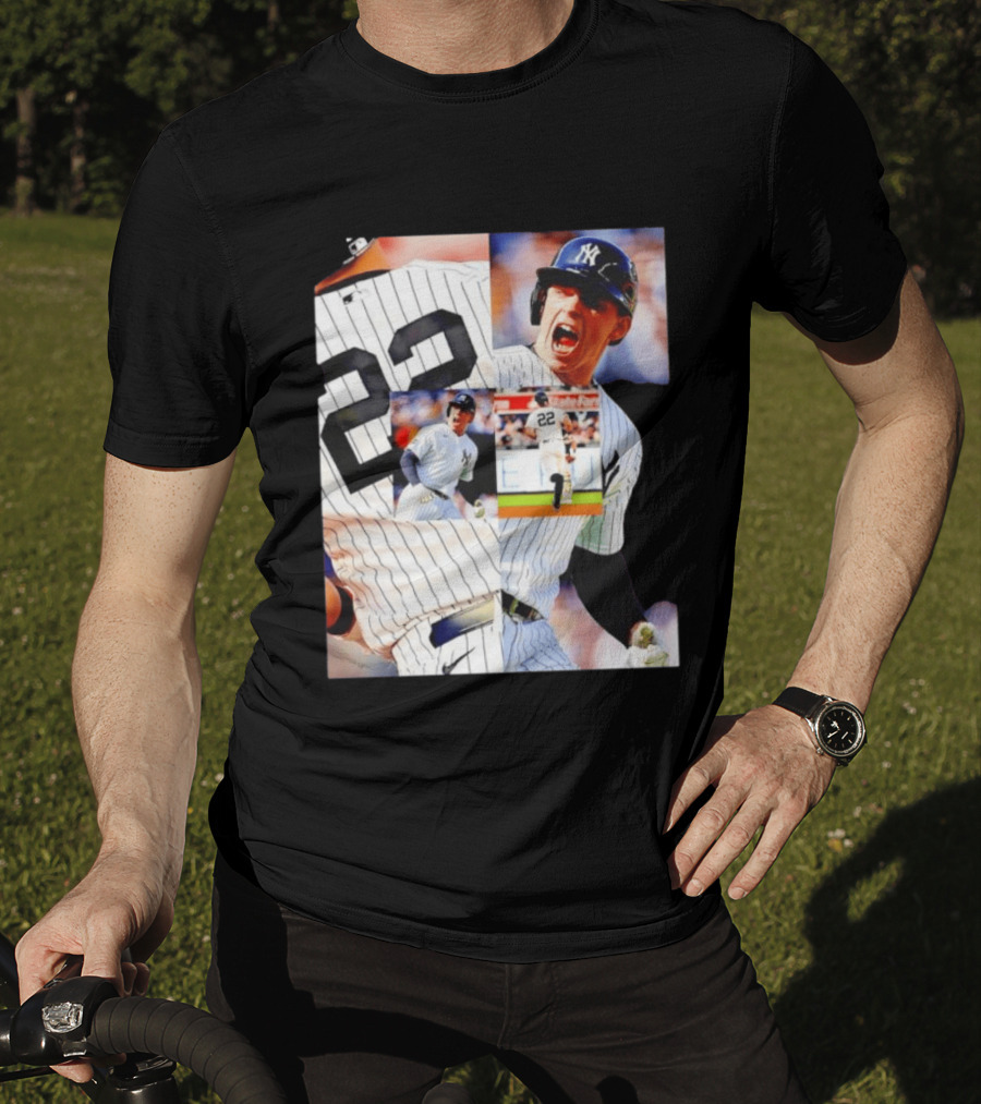 Harrison Bader No 22 Yankees Pinstripe Collage With Action Shots T-Shirt