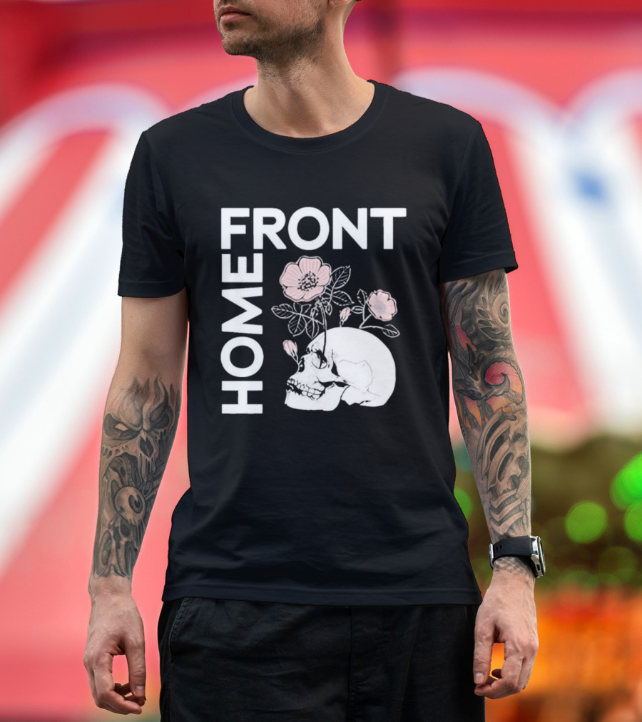 Homefront Skull With Pink Flowers T-Shirt