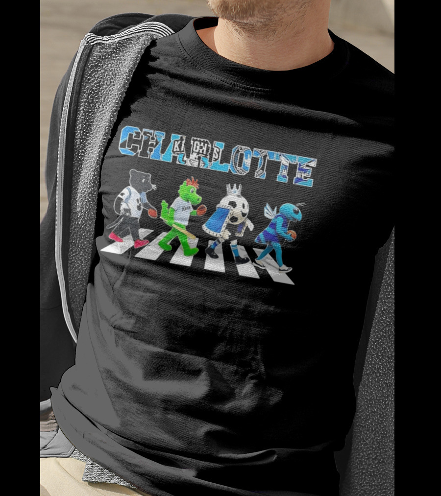 Charlotte Mascots Abbey Road Carolina Panthers Knights FC Hornets T-Shirt