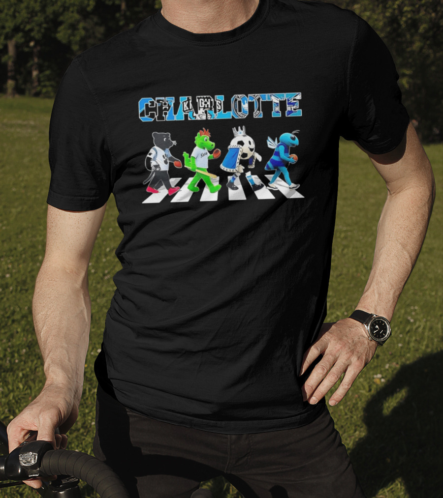 Charlotte Mascots Abbey Road Carolina Panthers Knights FC Hornets T-Shirt