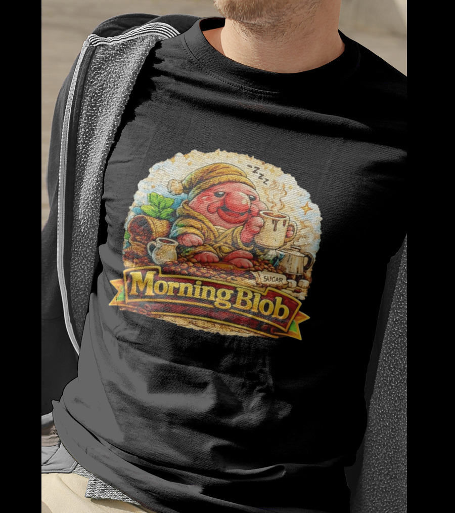 Cozy Morning Blob Coffee Drinker Sugar Delight Relaxation T-Shirt