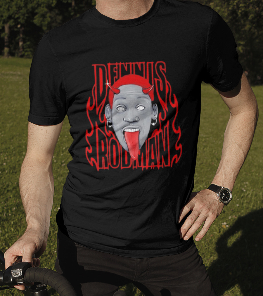 Dennis Rodman Red Horns Fire Flame T-Shirt