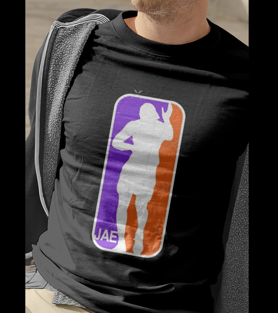 Jae Basketball Pose Purple And Orange T-Shirt