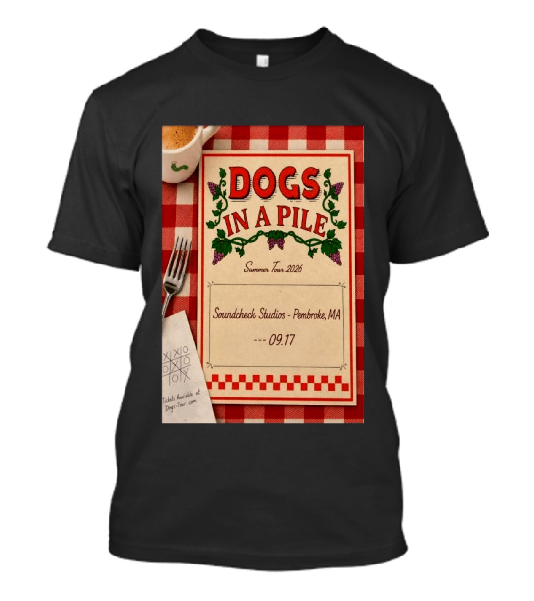 Dogs In A Pile Summer Tour 2026 Soundcheck Studios Pembroke MA September 17 Tickets At Dogs Tour.com T-Shirt