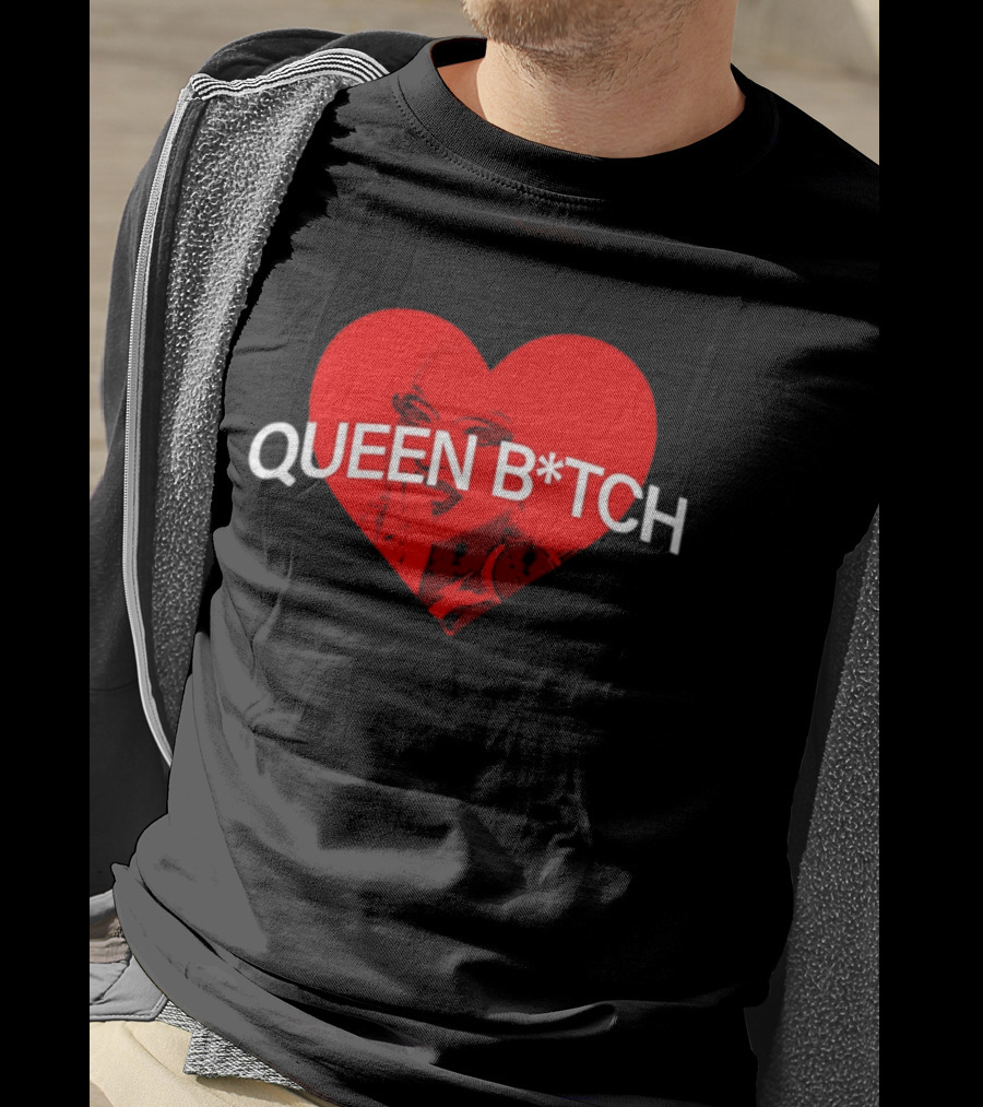 Queen B*tch Bold Typography Houston Hardcore Heart T-Shirt