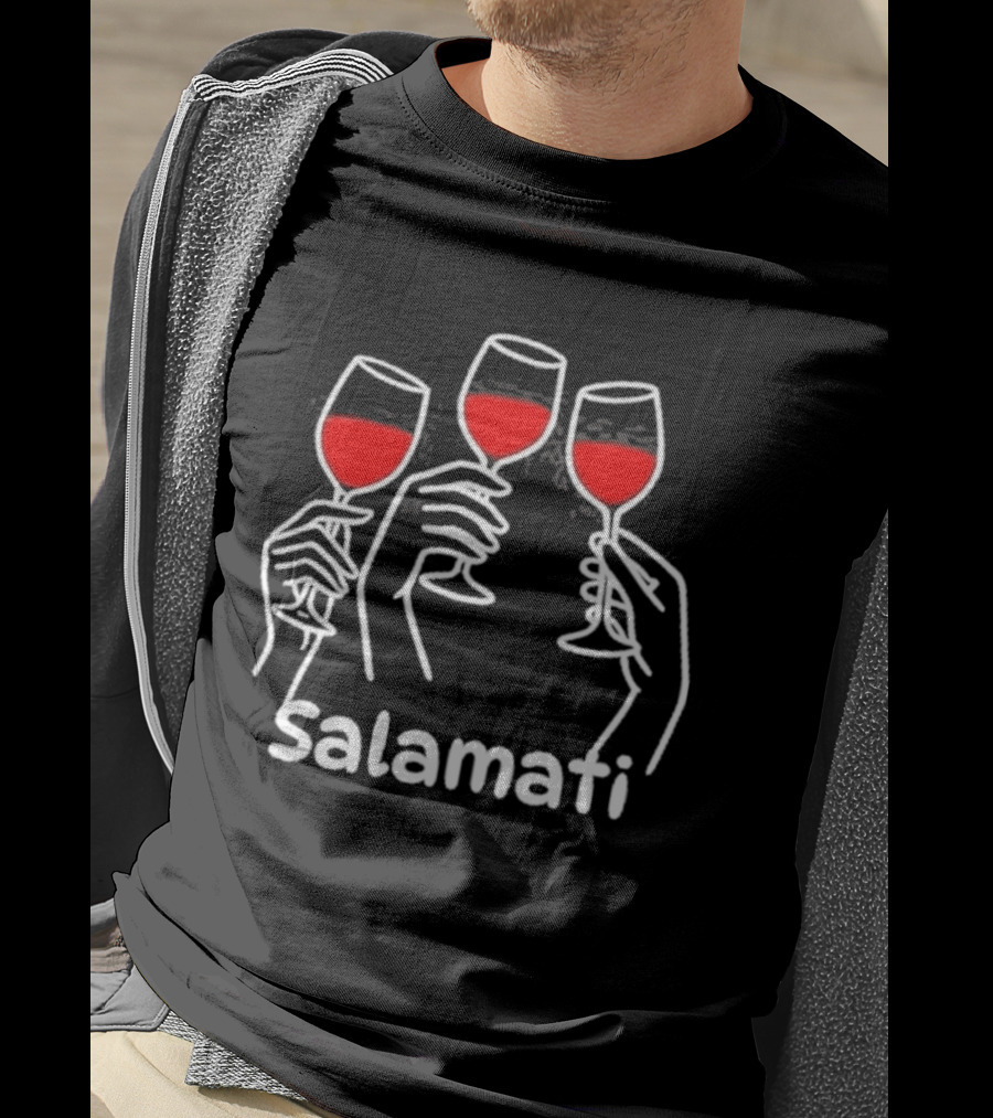 Salamati Wine Glass Toast Celebration T-Shirt