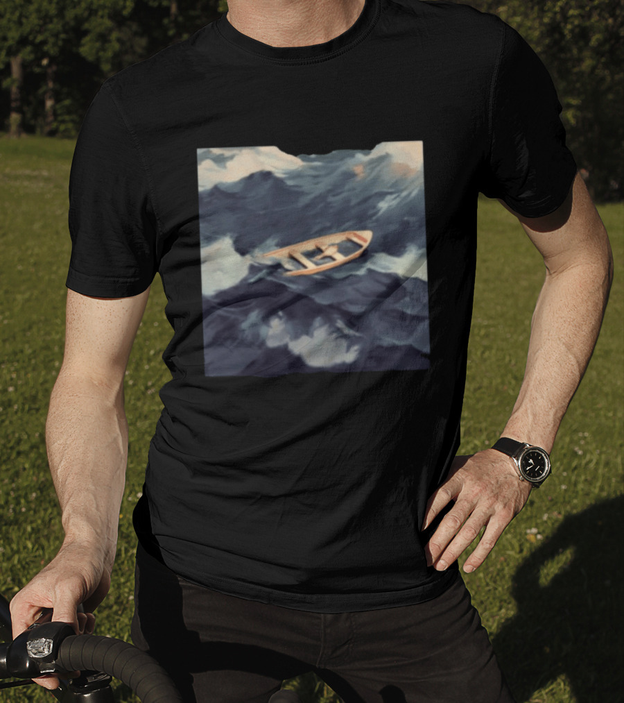 Morat Store Demasiado Lejos Boat On Stormy Seas Crewneck T-Shirt