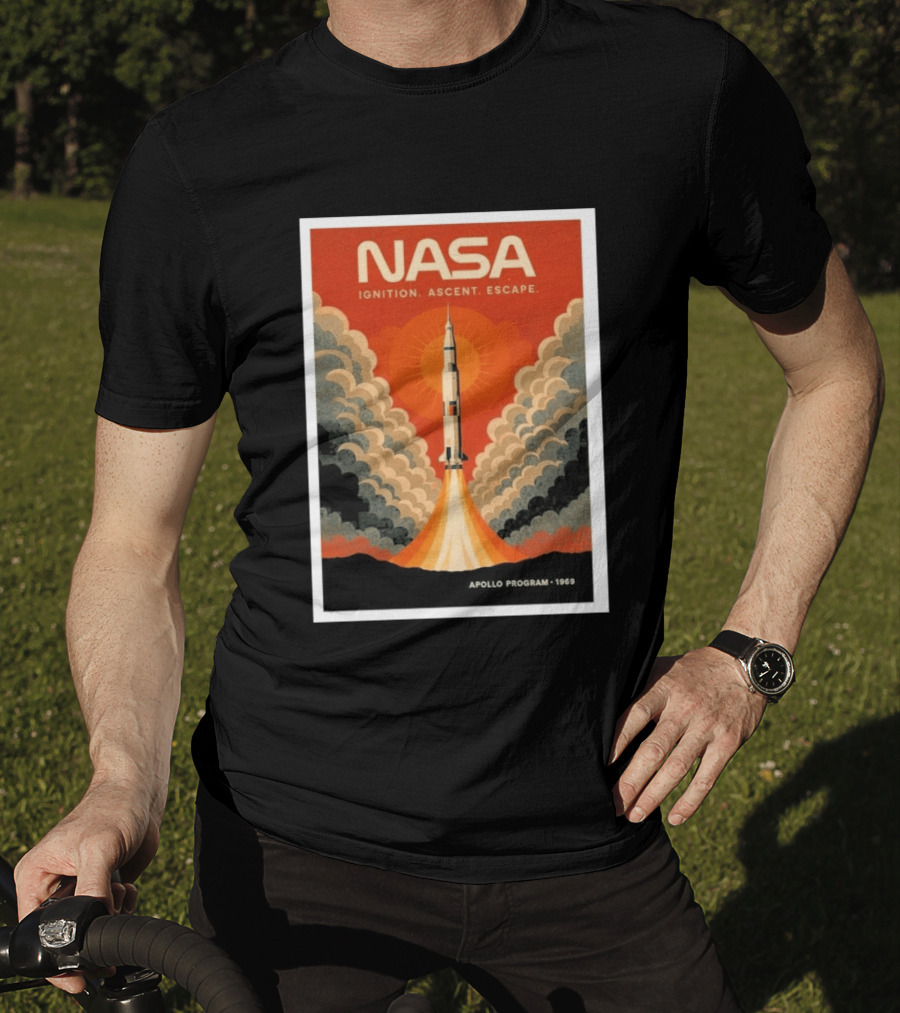 NASA Ignition Ascent Escape Apollo Program 1969 Rocket Launch T-Shirt