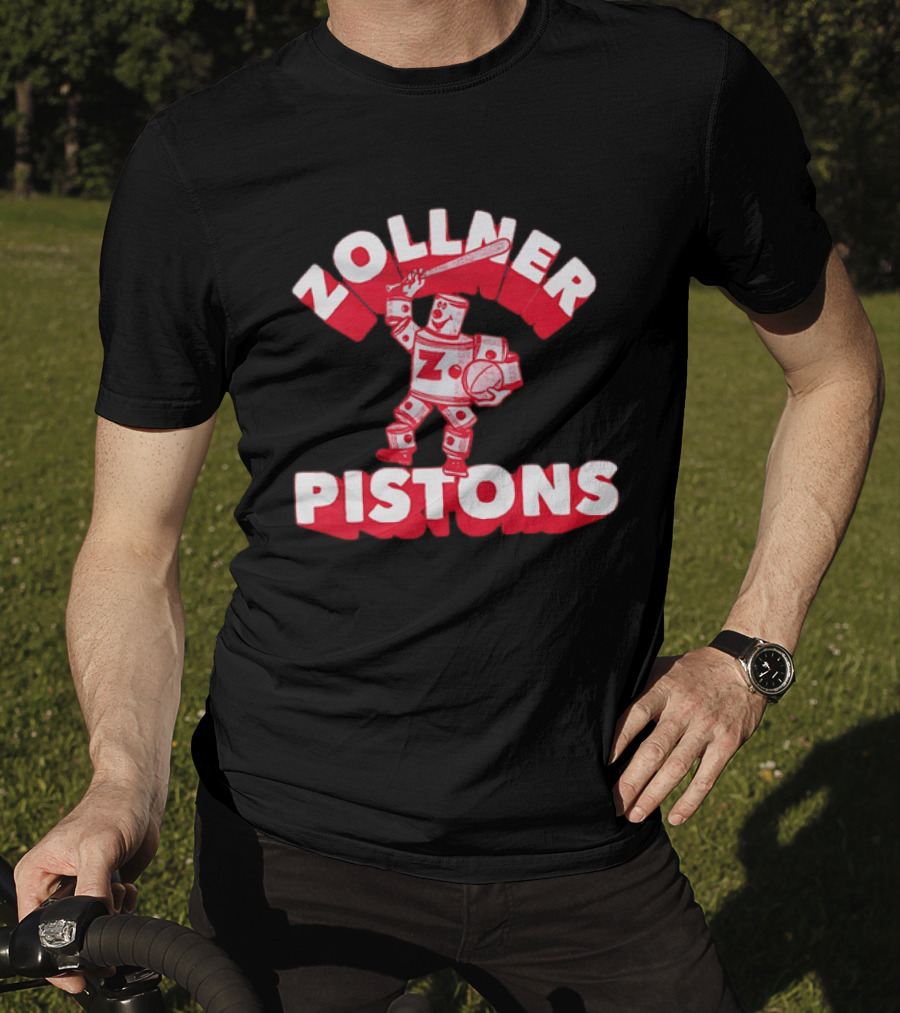 Zollner Pistons Vintage Robot Baseball Character NBA History T-Shirt