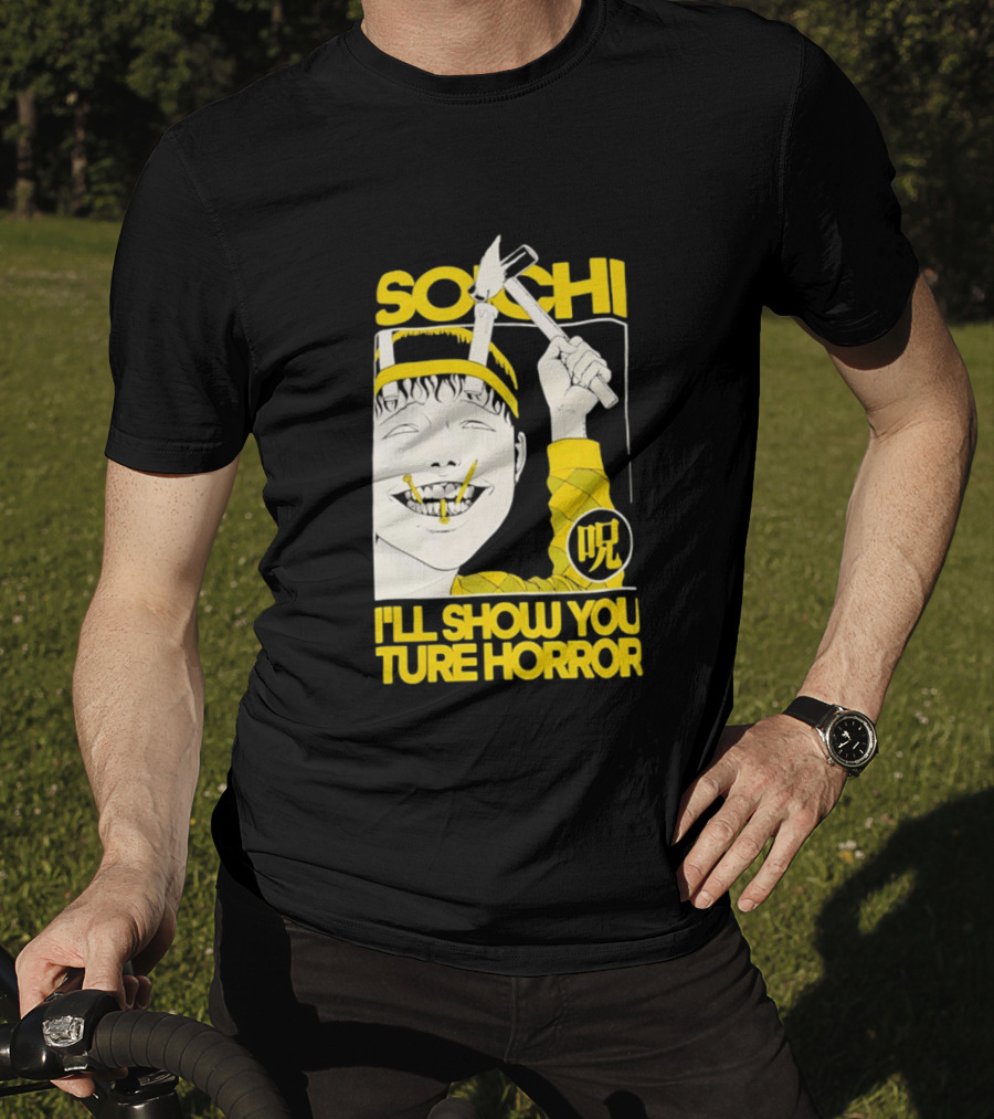 Soichi I'll Show You True Horror Junji Ito Manga Character Creepy Smile Yellow T-Shirt
