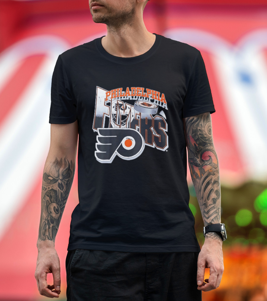 Philadelphia Flyers Goalie Mask Hockey Puck NHL Team T-Shirt