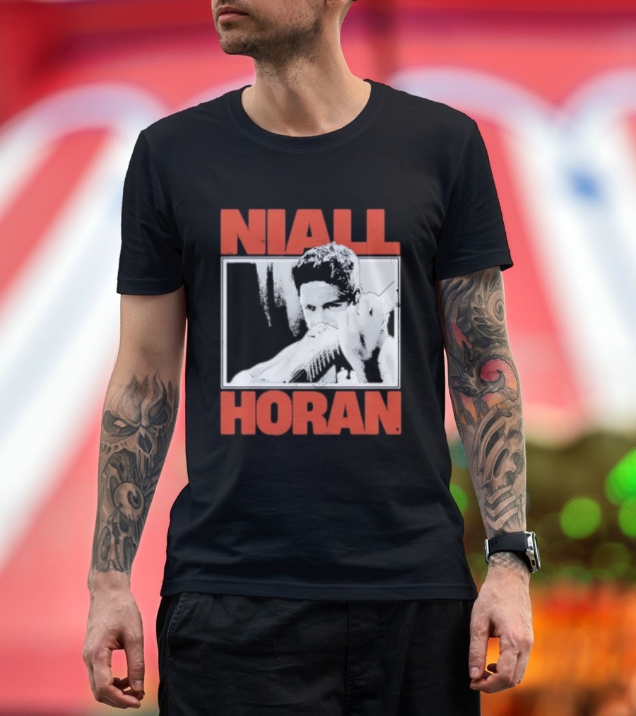 Niall Horan Playing Guitar Black And White T-Shirt
