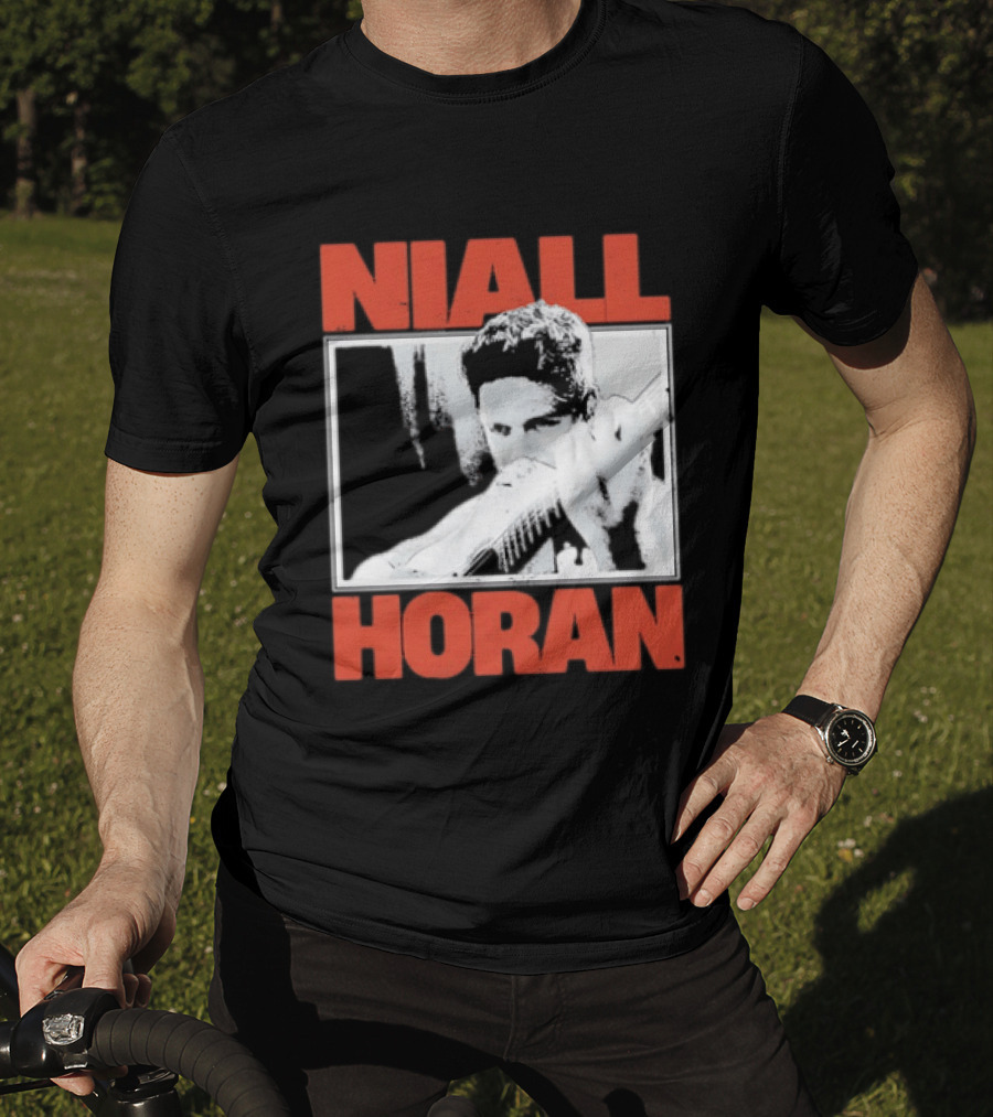 Niall Horan Playing Guitar Black And White T-Shirt