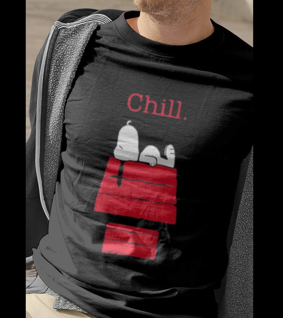 Peanuts Snoopy Chill Relaxing On Red Doghouse T-Shirt