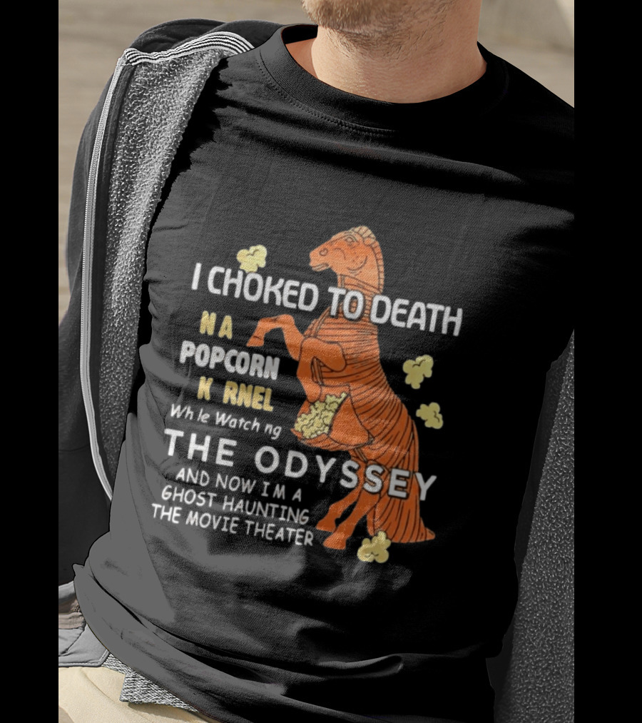 Trojan Horse Ghost Haunting The Odyssey Popcorn Kernel T-Shirt