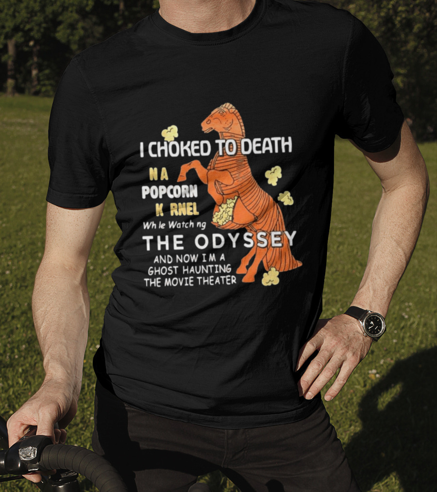 Trojan Horse Ghost Haunting The Odyssey Popcorn Kernel T-Shirt