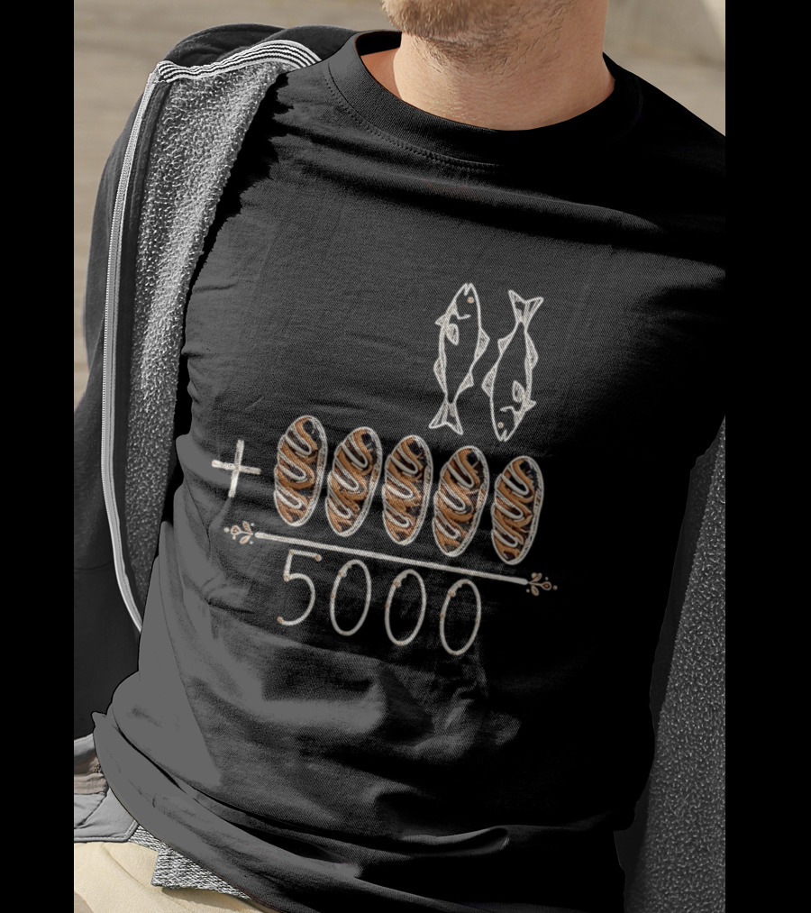 Two Fish Five Loaves Equals 5000 Biblical Miracle Multiplication T-Shirt