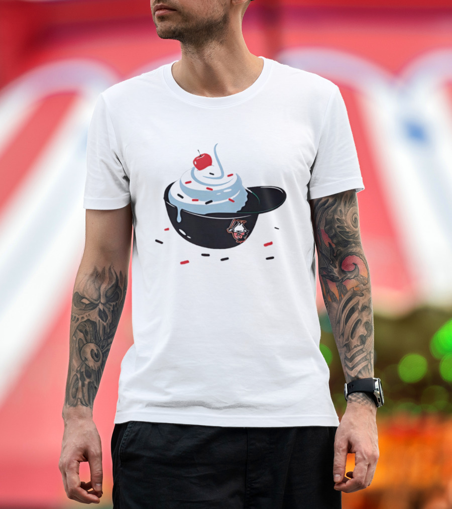 Baseballism Ice Cream Helmet Sundae With Cherry Baseball T-Shirt