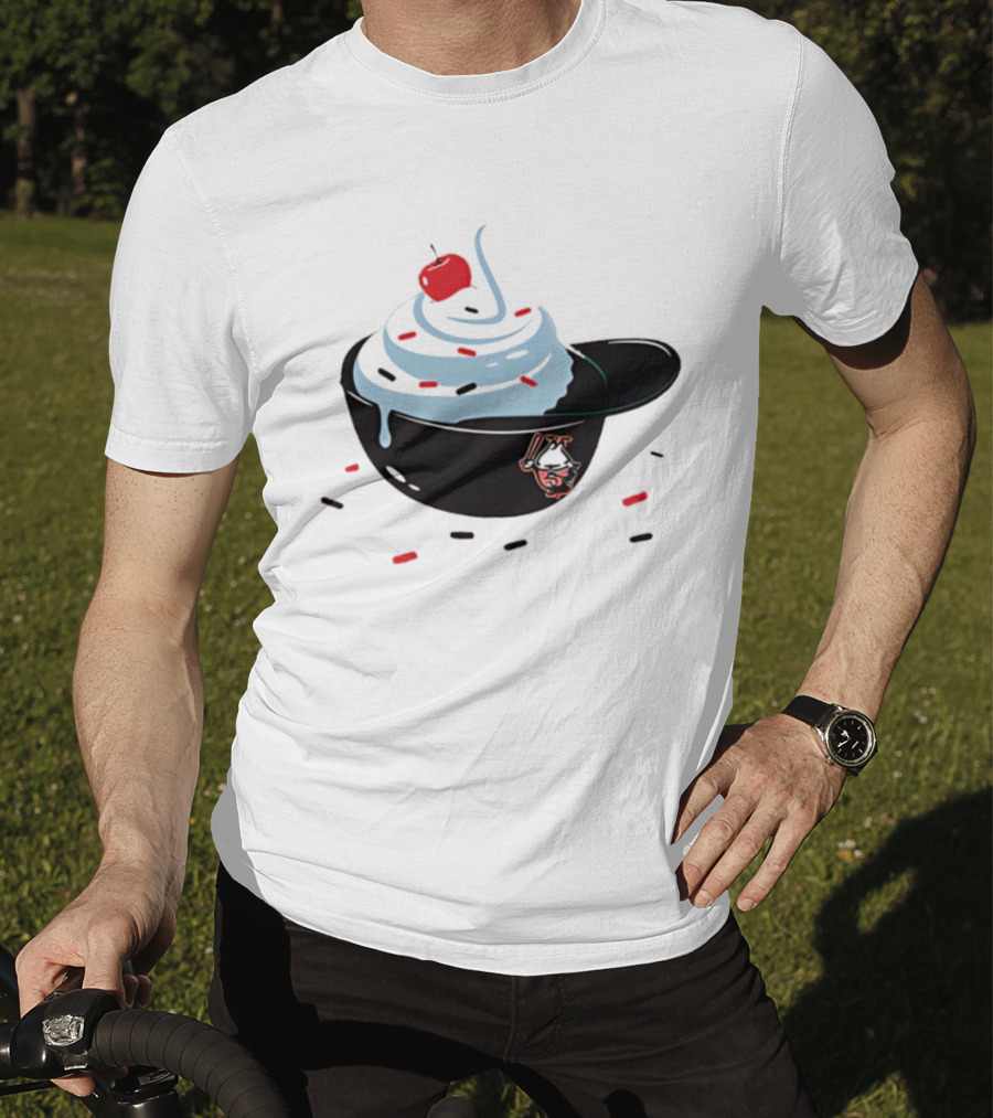 Baseballism Ice Cream Helmet Sundae With Cherry Baseball T-Shirt