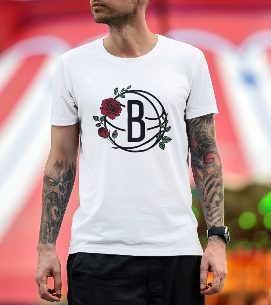 Brooklyn Nets Floral Basketball Rose B T-Shirt