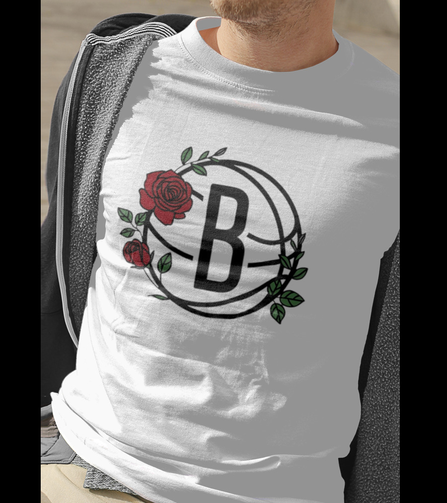 Brooklyn Nets Floral Basketball Rose B T-Shirt