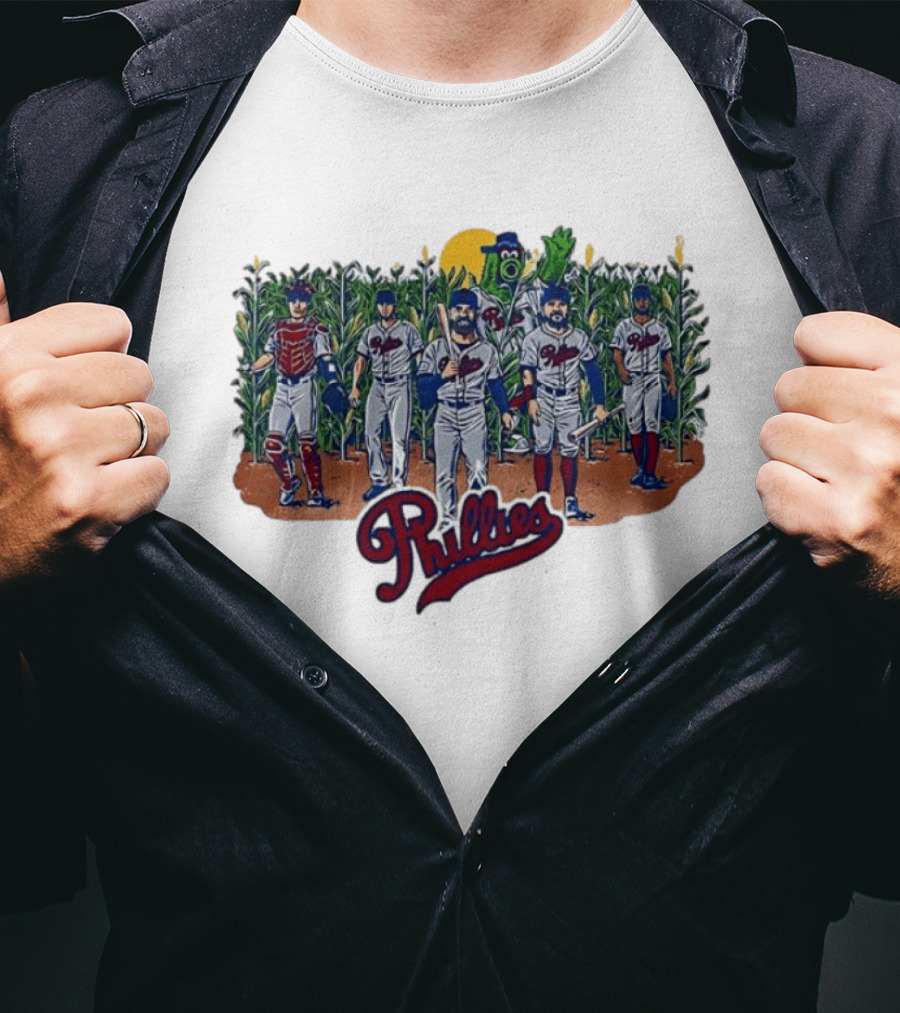 Philadelphia Phillies Players And Phillie Phanatic Among Cornfield T-Shirt