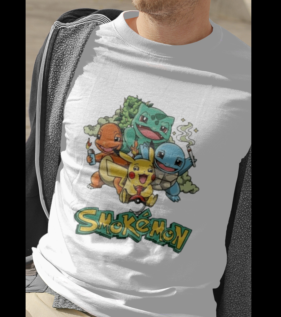 Smokemon Pikachu Charmander Squirtle Bulbasaur Fun T-Shirt