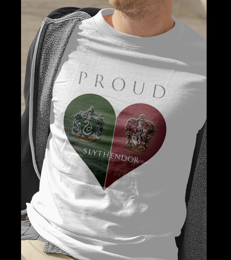 Proud Slythendor Heart Slytherin Gryffindor Crest Combination T-Shirt