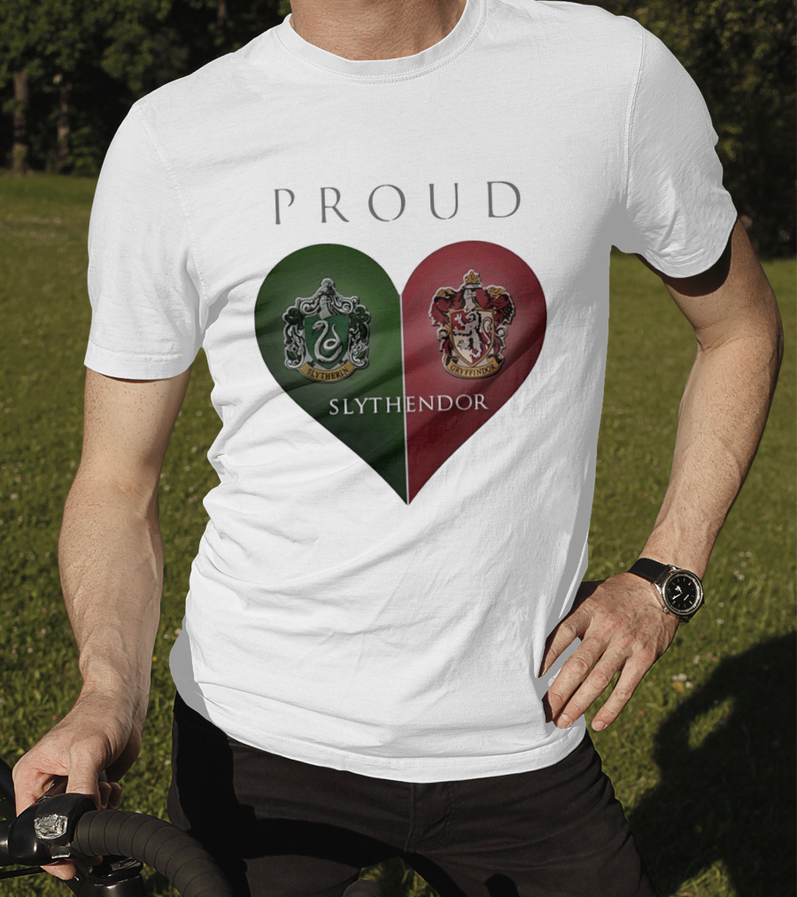 Proud Slythendor Heart Slytherin Gryffindor Crest Combination T-Shirt