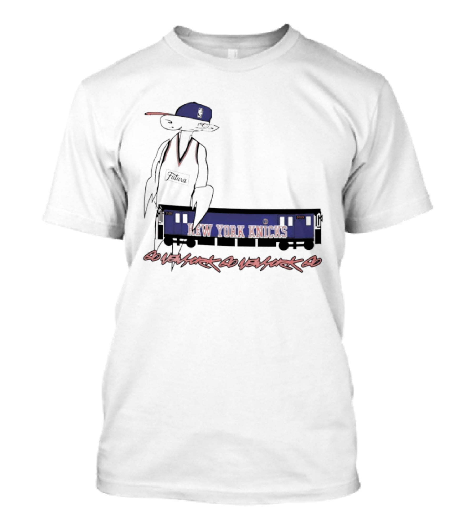Futura New York Knicks Go New York Go Subway Train Basketball T-Shirt