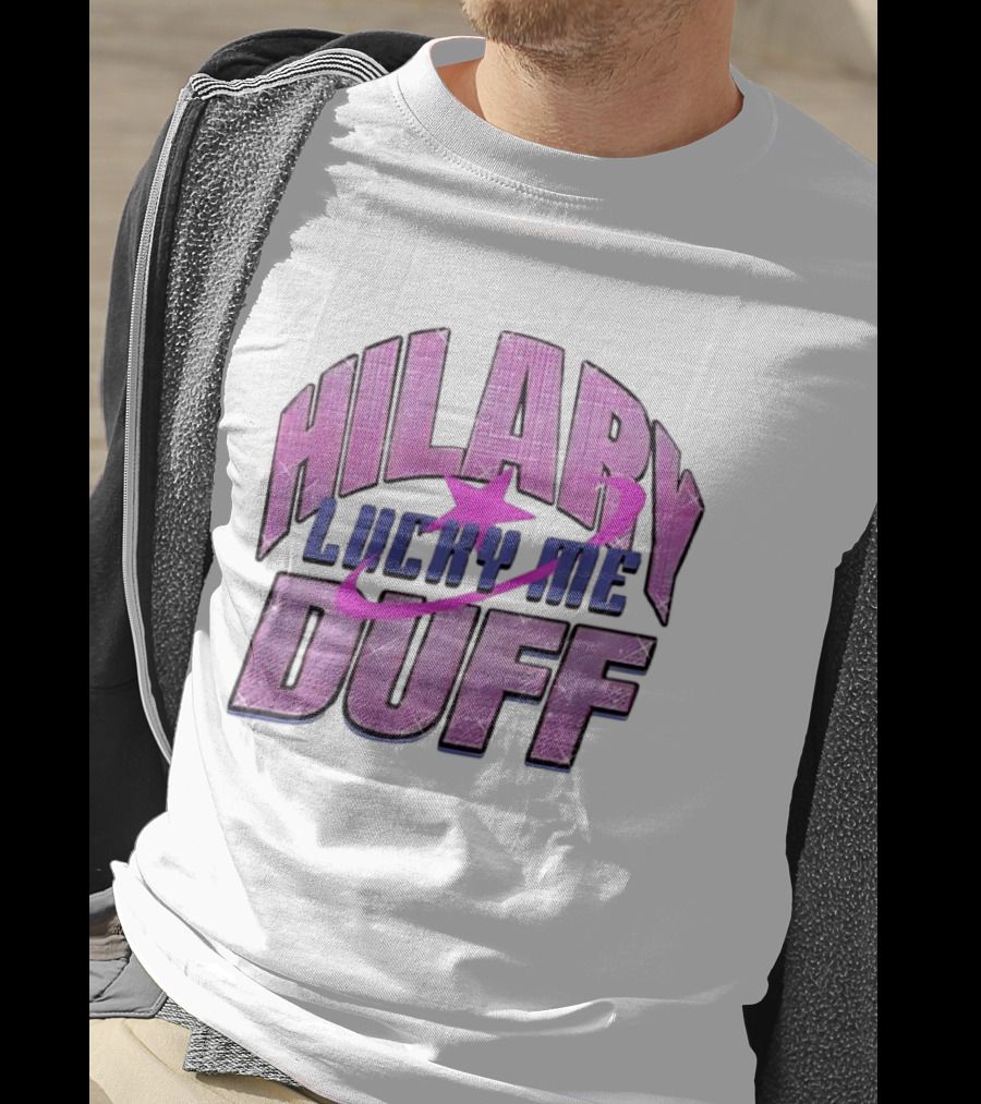 Hilary Duff Lucky Me Pink Glitter Star Planet Pop Singer T-Shirt