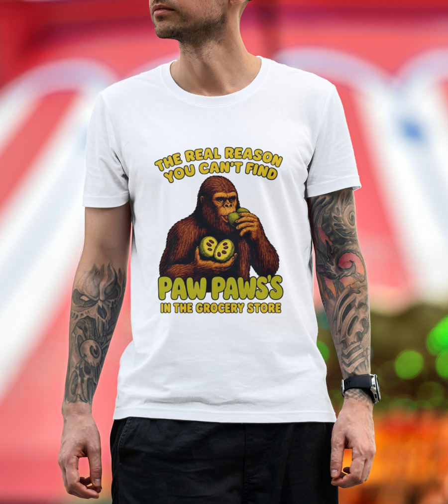 Pawpaw Fruit Mystery Sasquatch Eating Pawpaws In Grocery Store T-Shirt