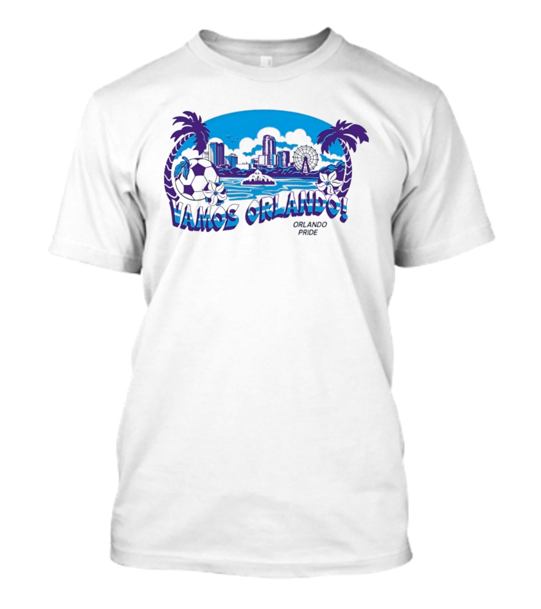 Vamos Orlando Orlando Pride Skyline Soccer Tropical Cityscape T-Shirt