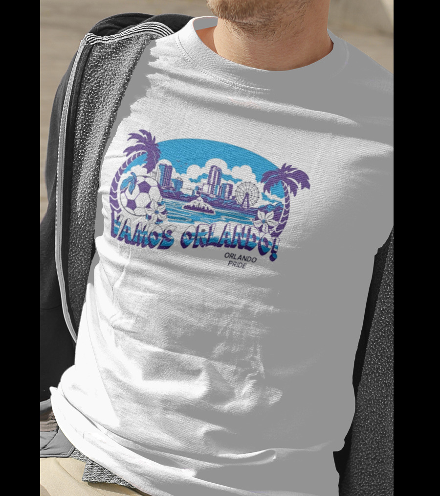 Vamos Orlando Orlando Pride Skyline Soccer Tropical Cityscape T-Shirt