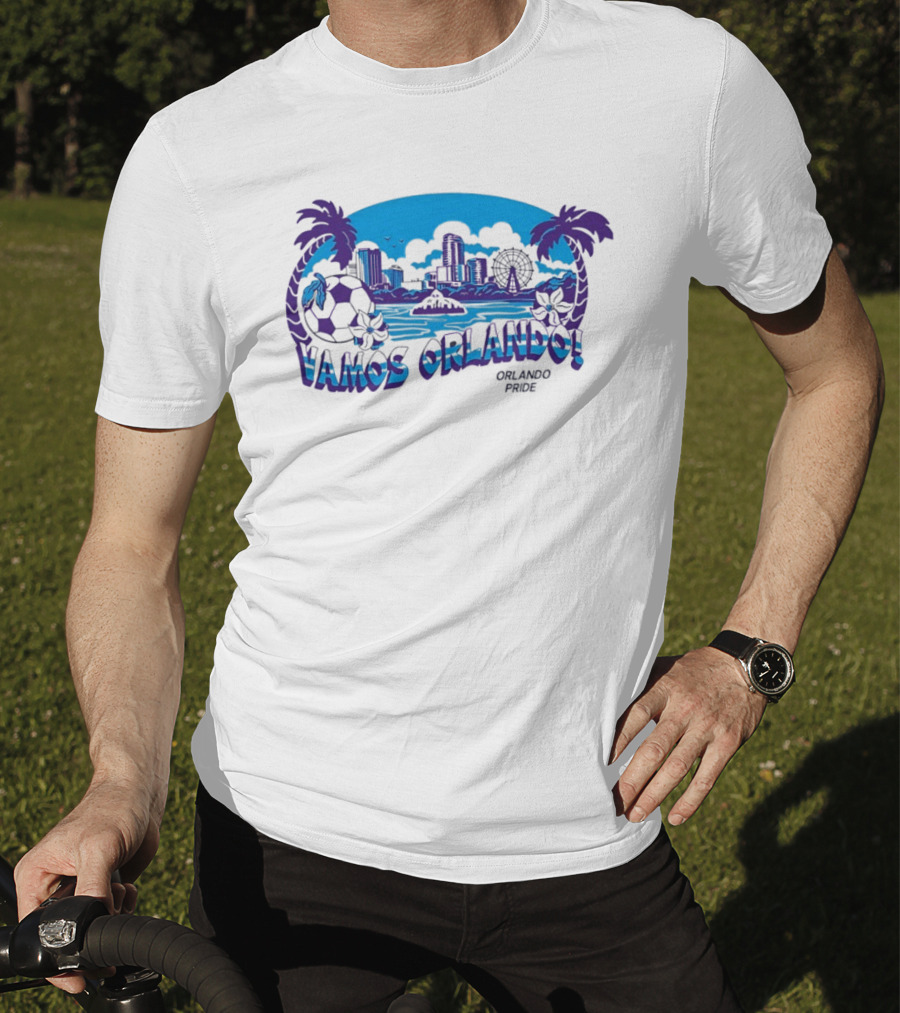 Vamos Orlando Orlando Pride Skyline Soccer Tropical Cityscape T-Shirt