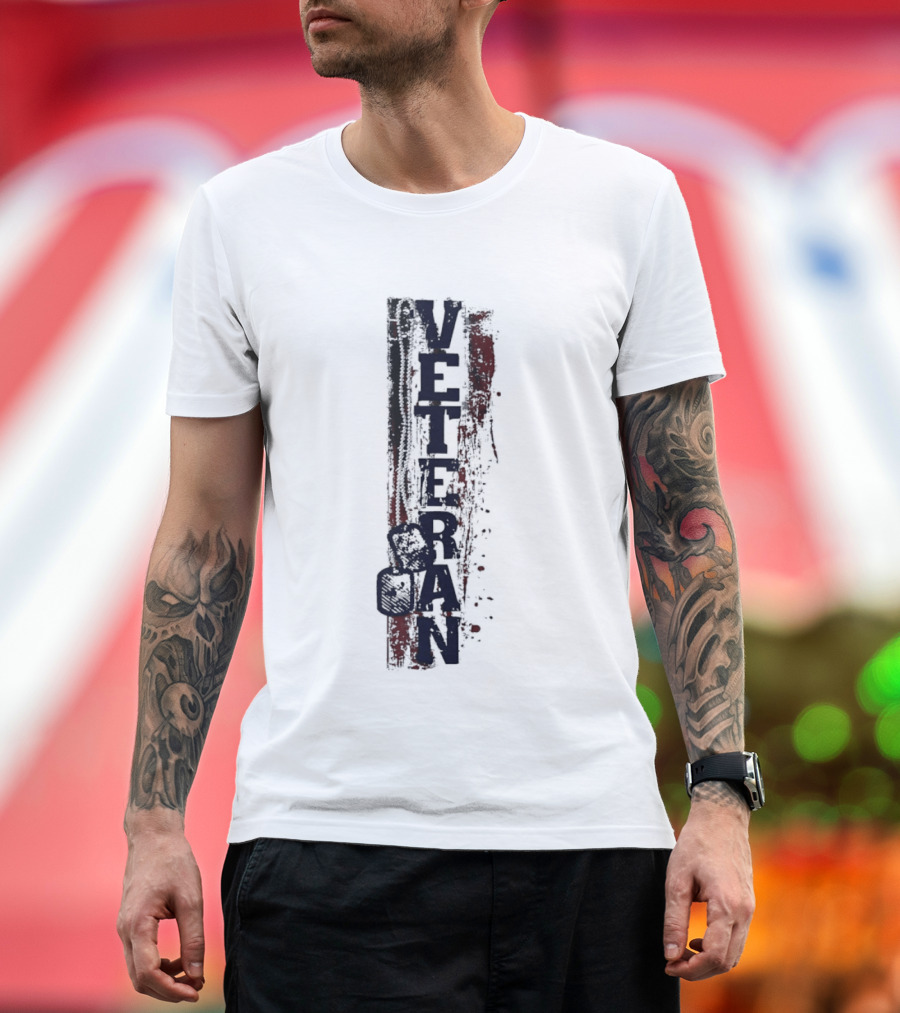 Veteran Dog Tags Distressed American Flag Honor T-Shirt