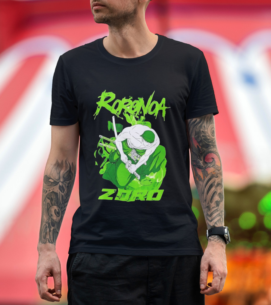 Roronoa Zoro Sword Fighter Anime Drawing T-Shirt