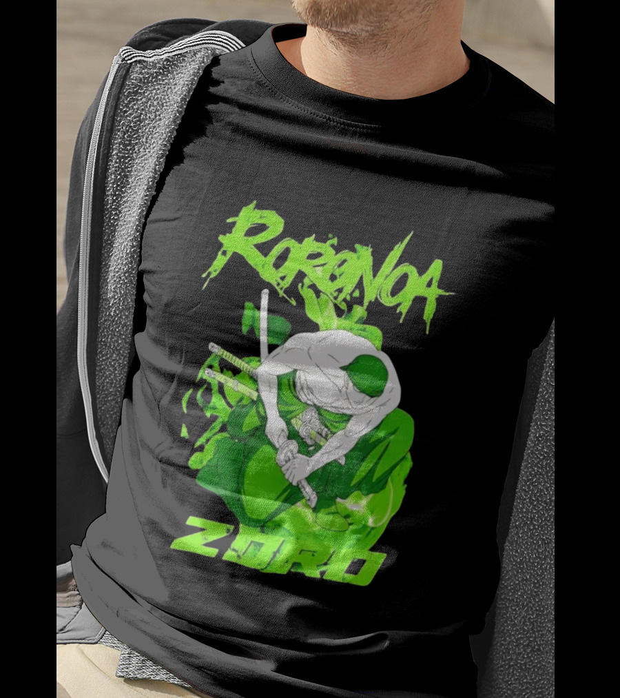 Roronoa Zoro Sword Fighter Anime Drawing T-Shirt