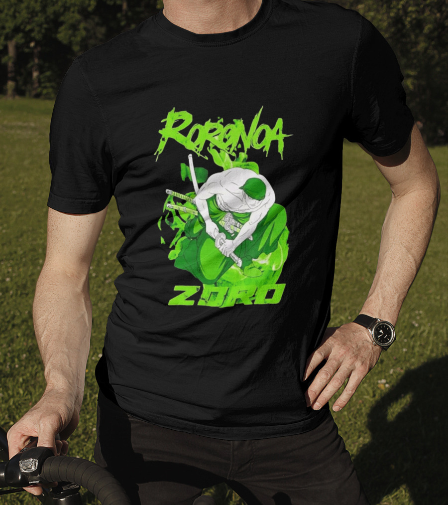 Roronoa Zoro Sword Fighter Anime Drawing T-Shirt