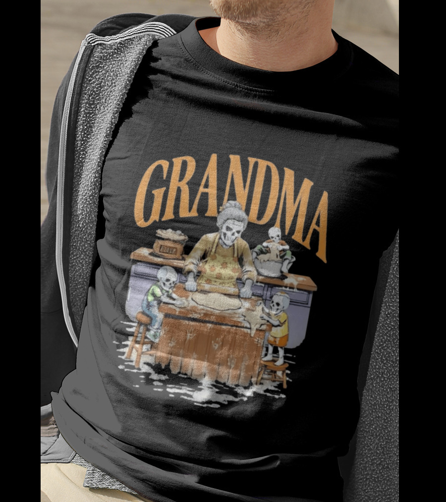 Grandma Baking Fun Skeleton Kitchen Flour Playtime T-Shirt