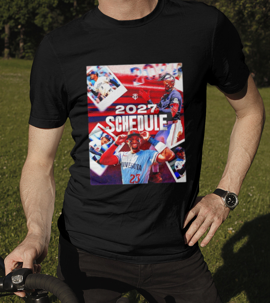 Minnesota Twins 2027 Schedule Collage With Players And Photos T-Shirt