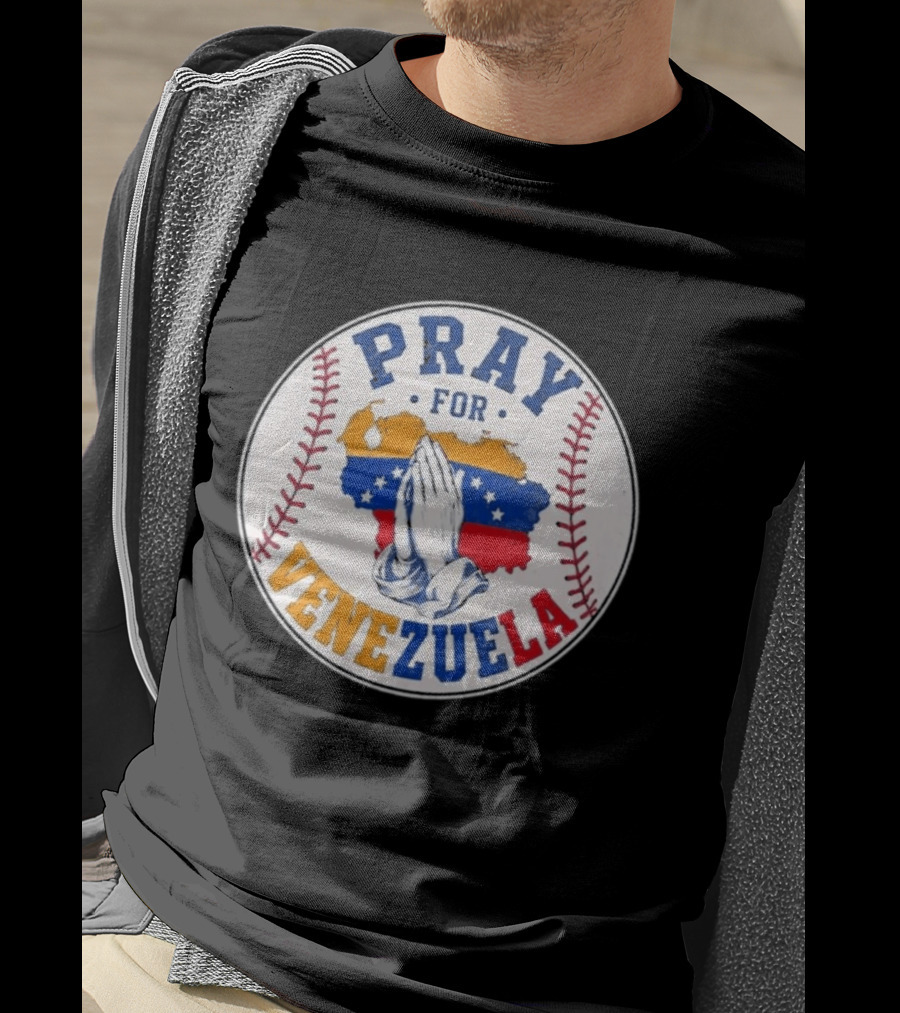 Pray For Venezuela Baseball Map Hands T-Shirt